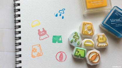 夏の連絡帳にぴったり!水遊びのはんこ【保育士のための消しゴムはんこ講座】
