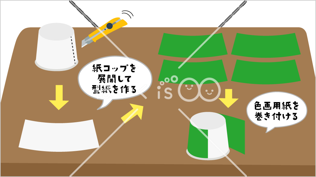 紙コップツリー積み競争①【イラスト】