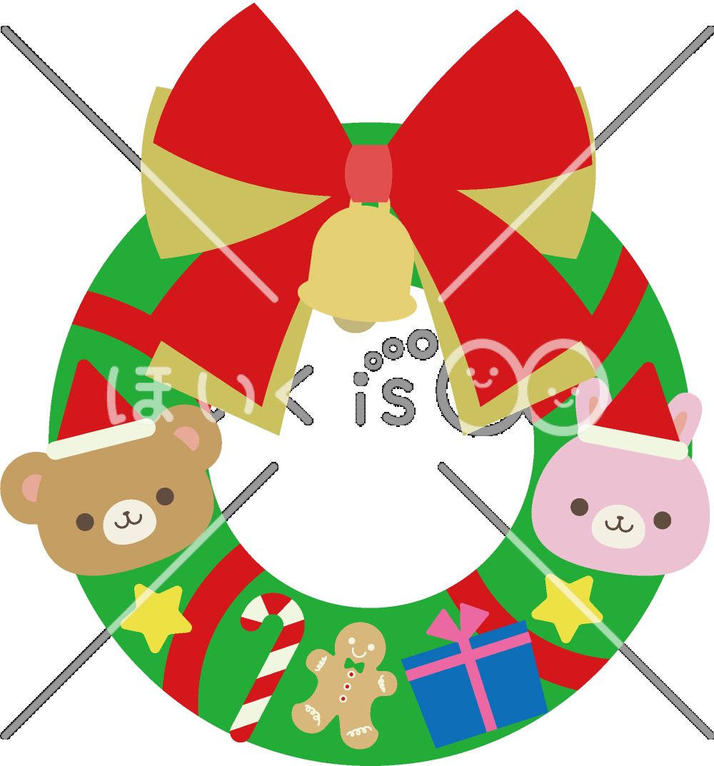 クリスマスリース｜12月のおたよりイラスト【PNG】