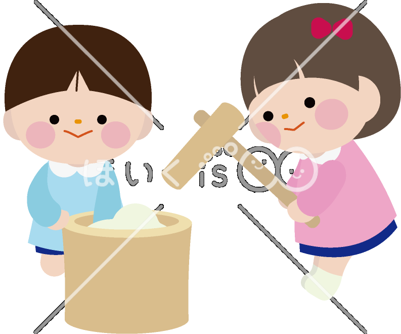 もちつき｜1月のおたよりイラスト【PNG】