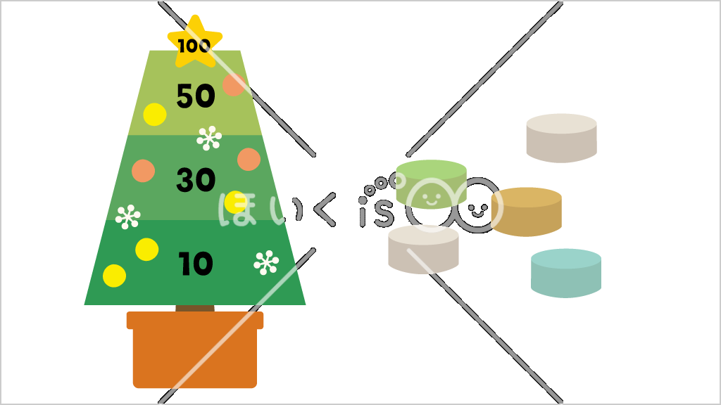 クリスマスツリーのカーリングゲーム①【イラスト】
