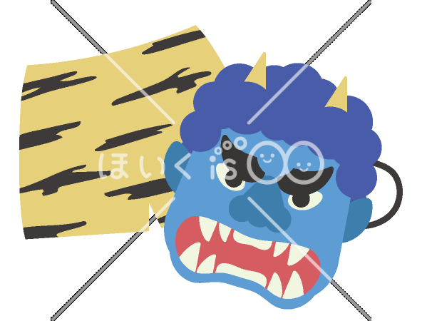 鬼のパンツとお面｜2月のおたよりイラスト【PNG】
