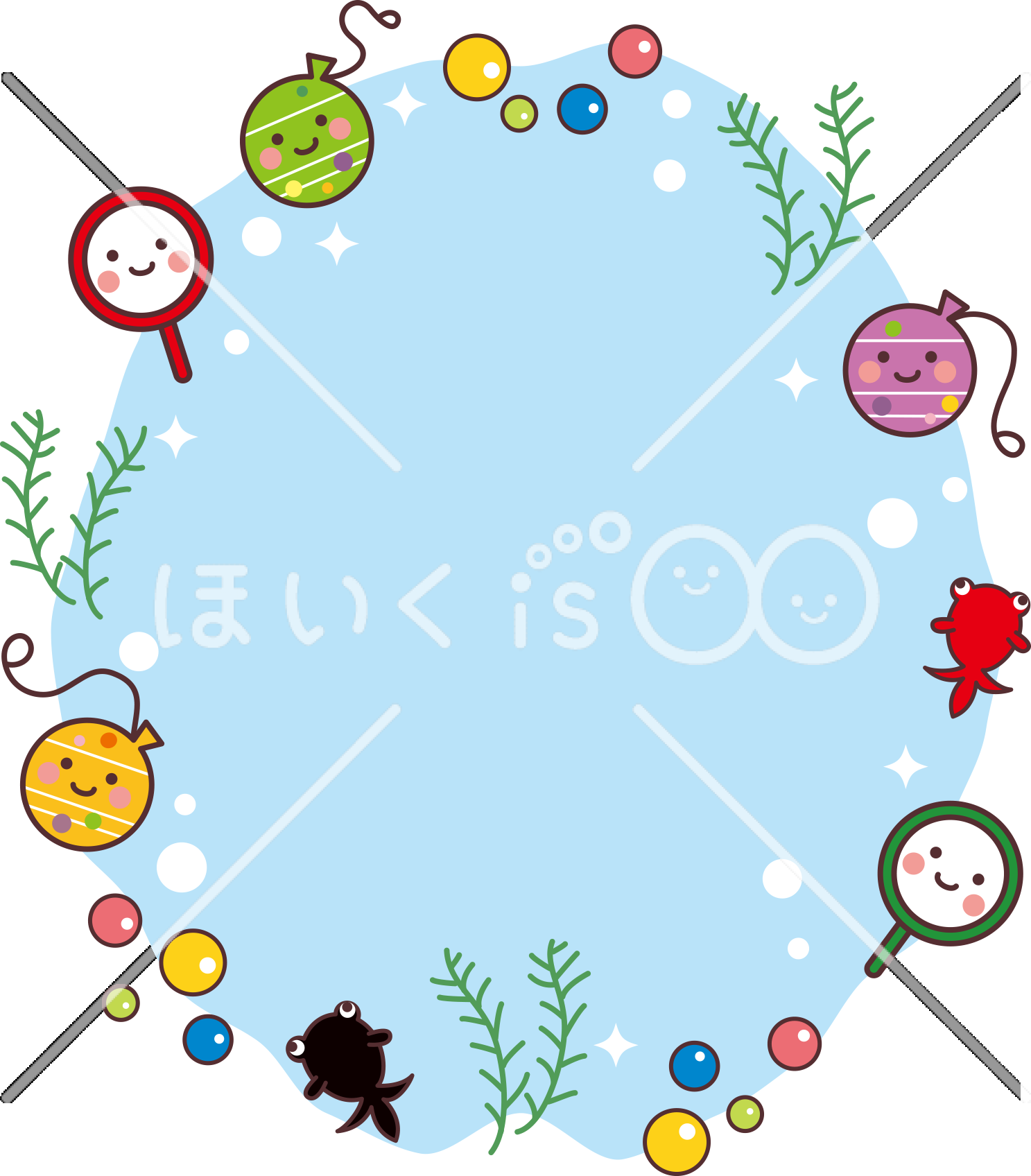 夏祭りのフレーム｜8月のおたよりイラスト【PNG】