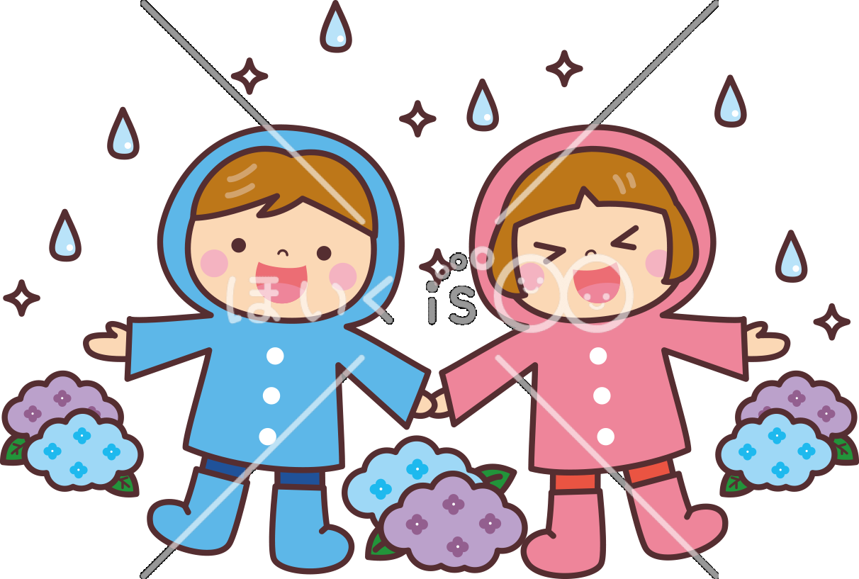 雨の日の散歩｜6月のおたよりイラスト【PNG】