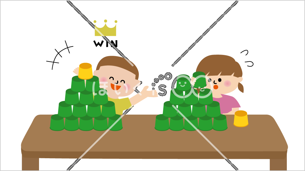 紙コップツリー積み競争③【イラスト】