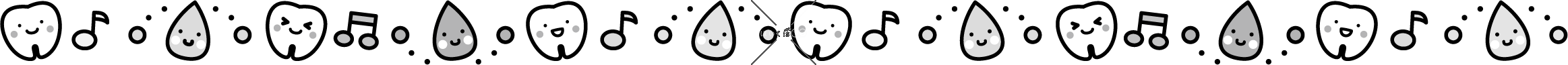 歯磨きの区切り線（モノクロ）｜6月のおたよりイラスト【PNG】