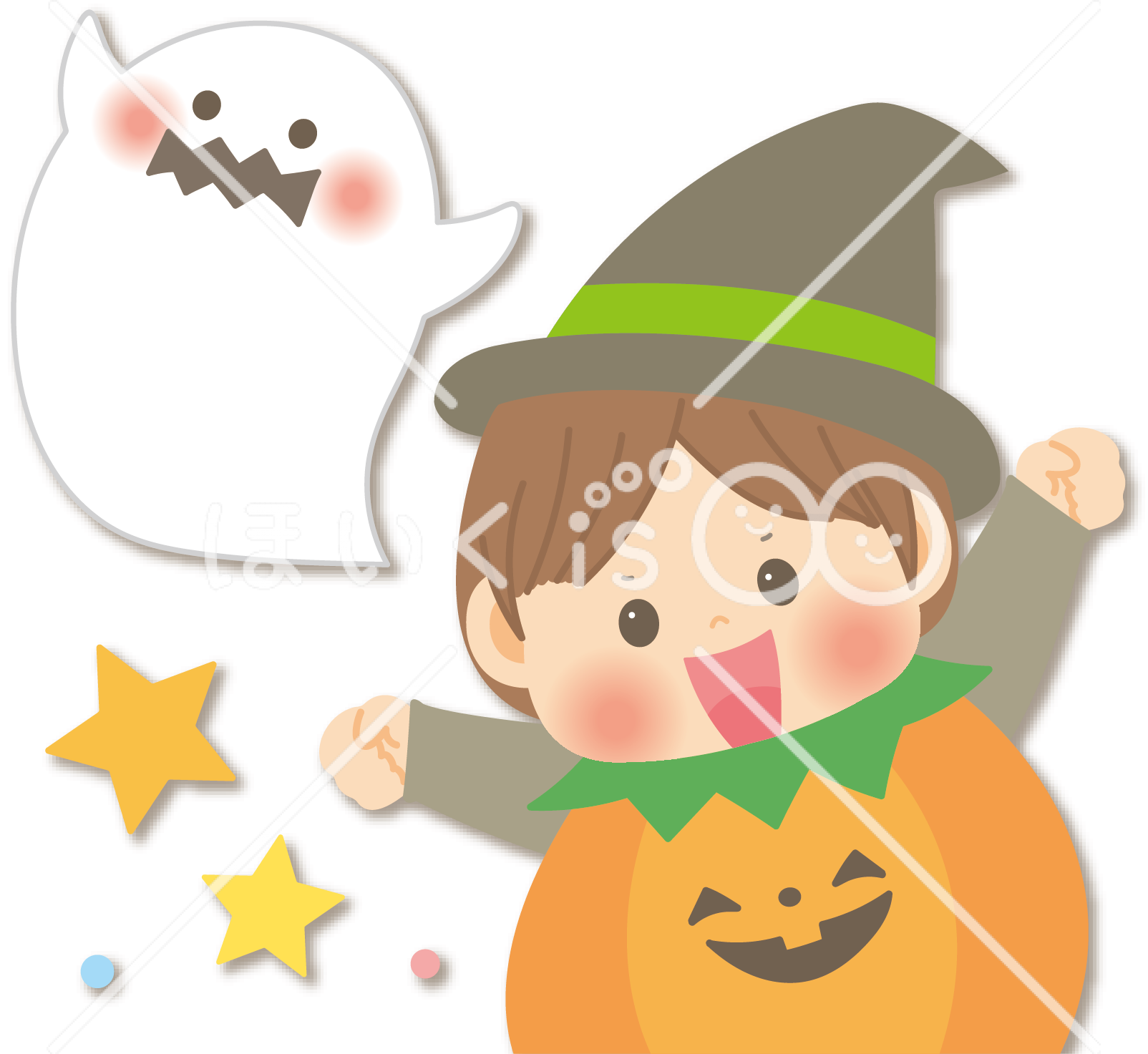 10月_ハロウィンを楽しむ男の子【イラスト】