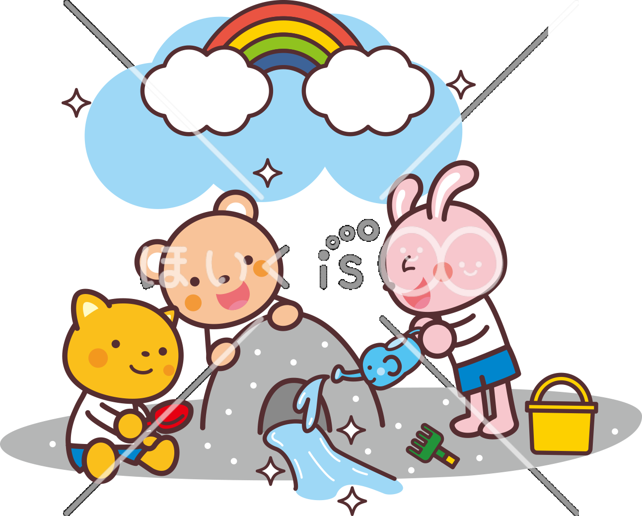 砂遊び｜5月のおたよりイラスト【PNG】