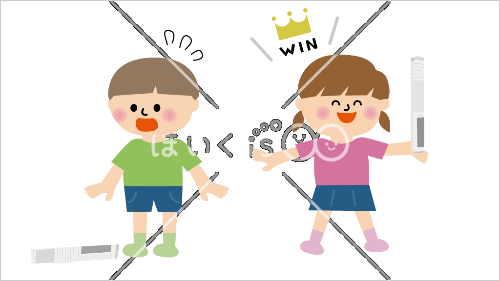 新聞紙棒のバランスゲーム③【イラスト】