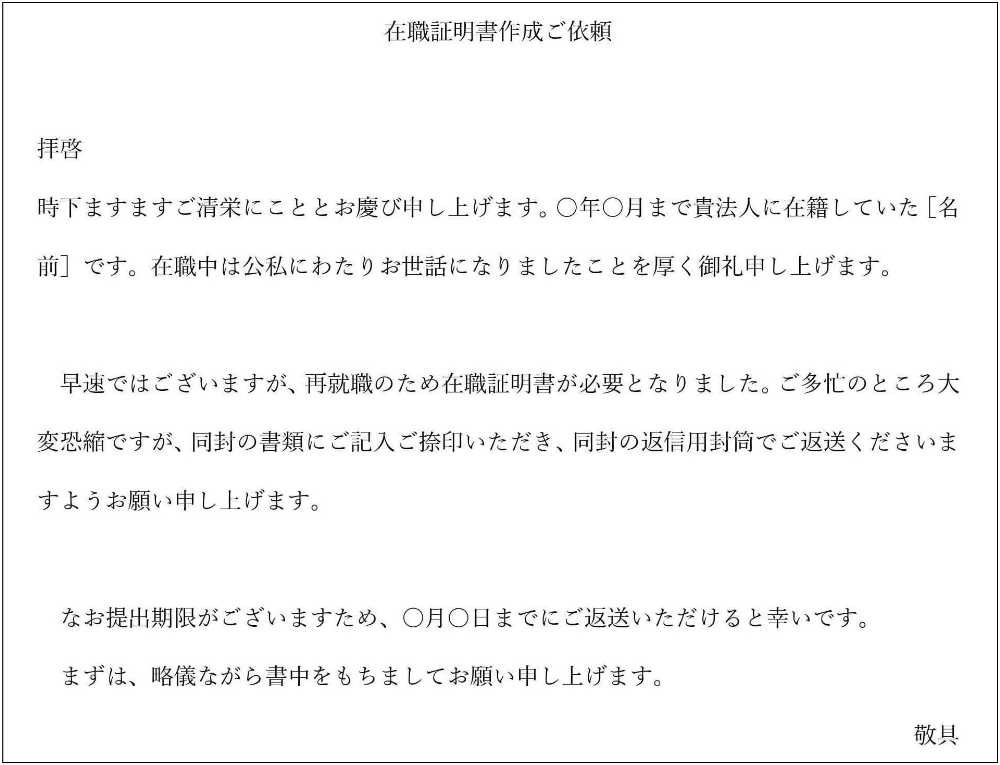 フォーマットあり依頼文面