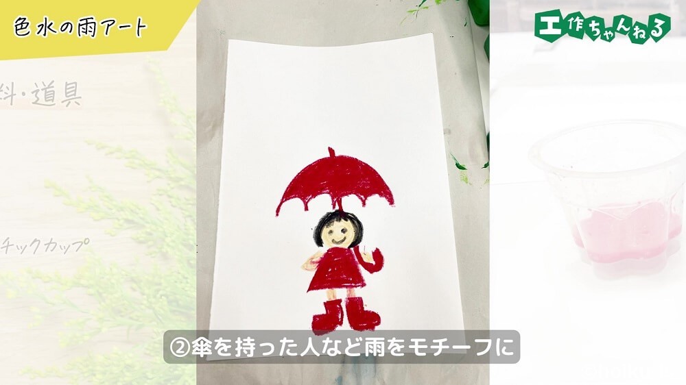 傘を持った人など雨をモチーフに