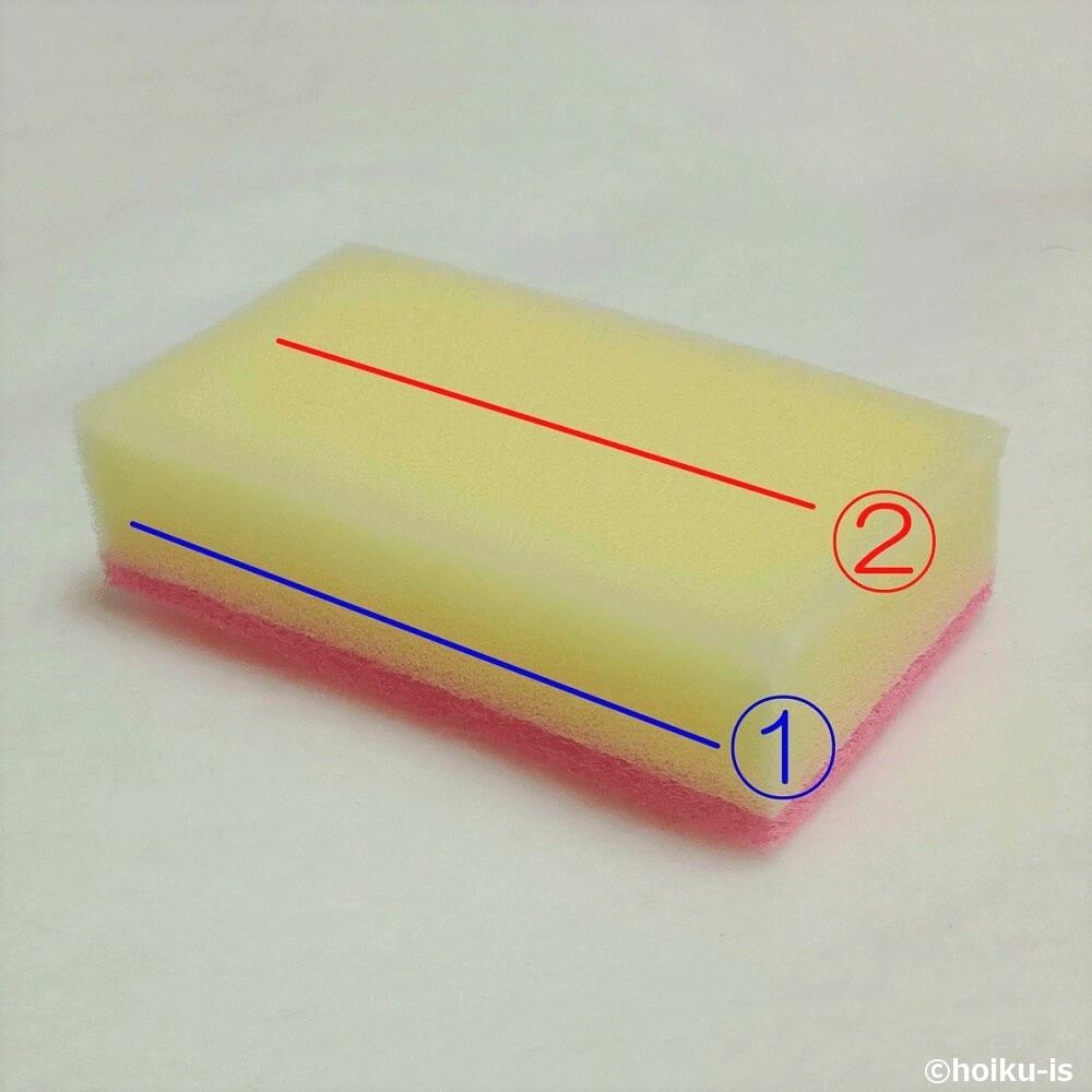 スポンジの切り込み線