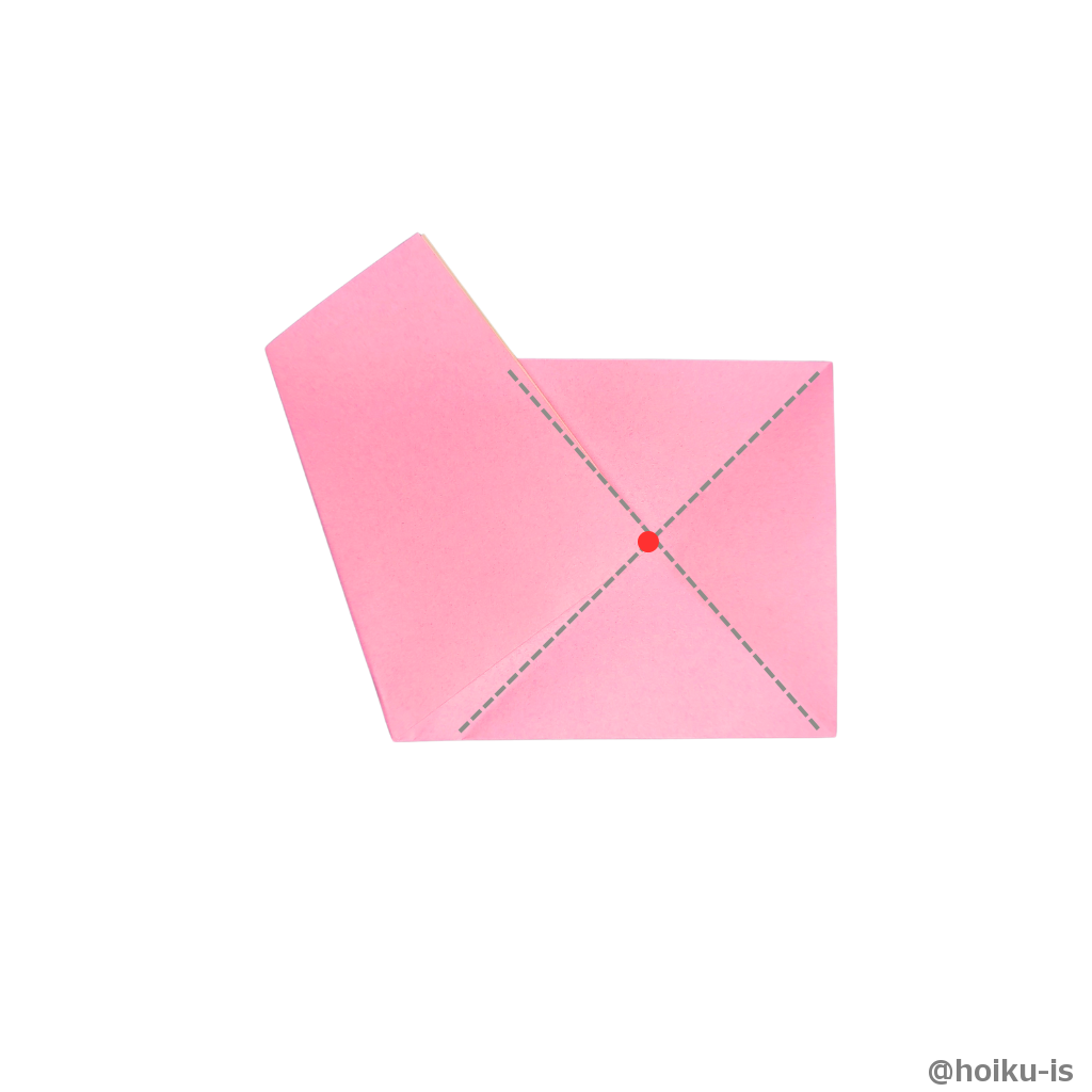 左下の角を②③でできた線の交差するところに合わせて折る