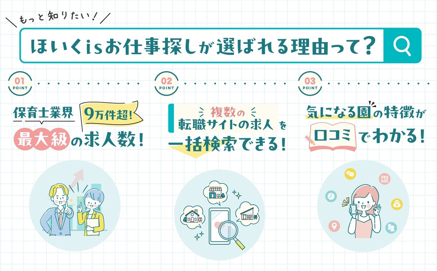 ほいくisお仕事探しが選ばれる理由(複数)