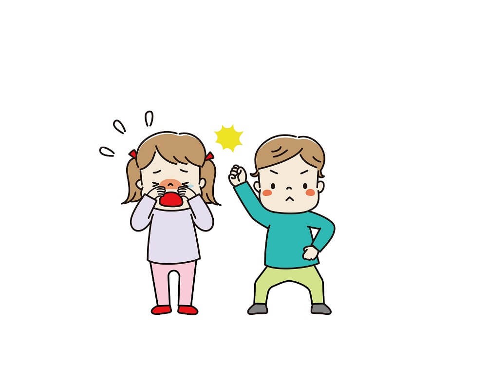 ケンカしている女の子と男の子イラスト