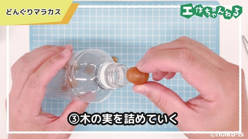木の実を詰めていく