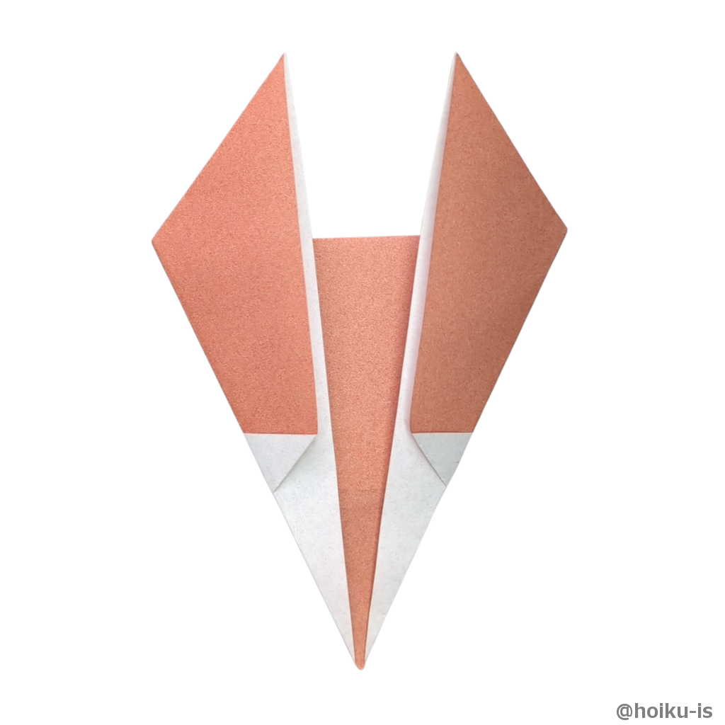 左右の角を中心から少しずらして折ります