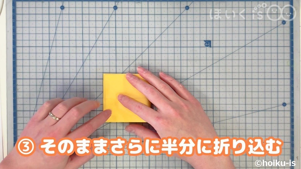 そのままさらに半分に折り込む