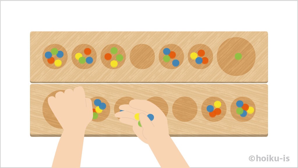 おはじきマンカラのやり方