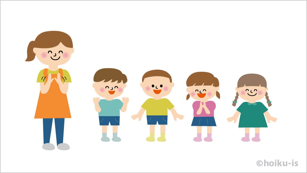 背の順に並んで子どもたちのイラスト