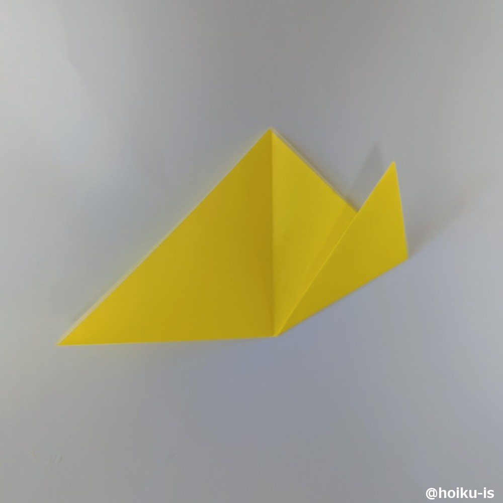 中心の線を目印に右側の頂点を上に折る