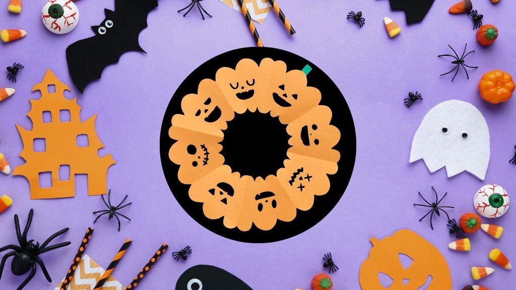 ハロウィン折り紙】かぼちゃリース＆おばけリース｜子どもが一人