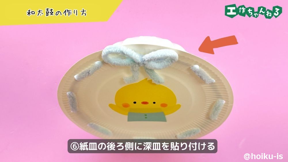 紙皿の後ろに深皿を貼り付ける