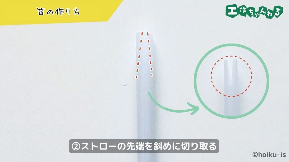 ストローの先端を切る