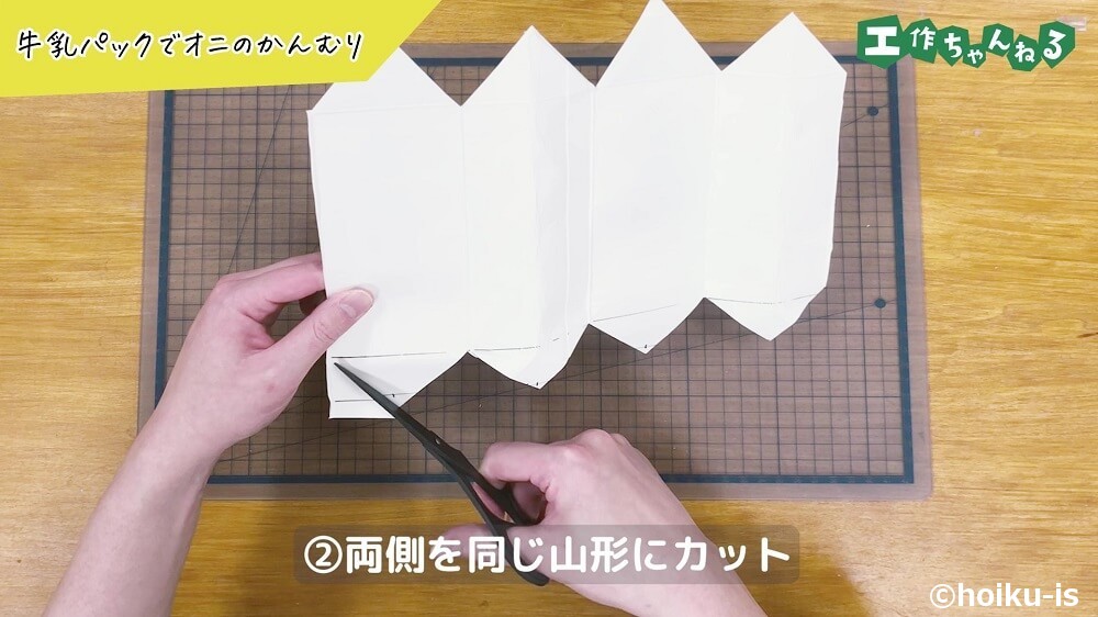 両側を同じ山形にカット