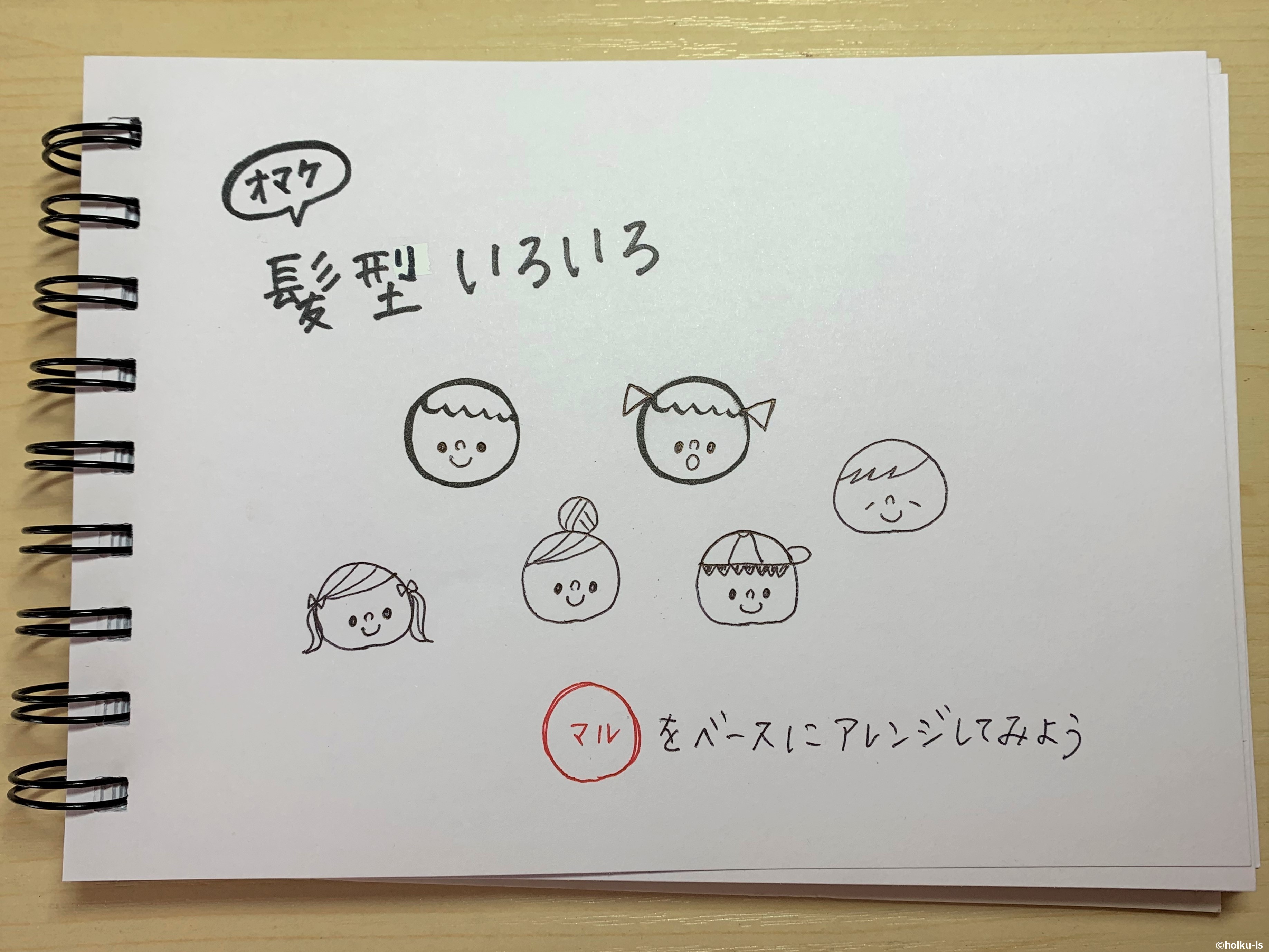 丸をベースにしたヒトの髪型の描き分け方法
