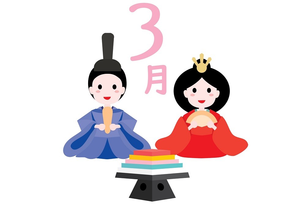 雛人形をあしらった3月のイラストイメージ