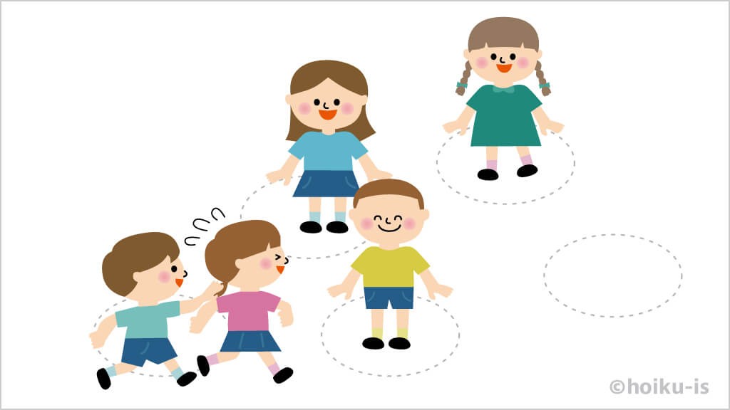 鬼から逃げる子どものイラスト