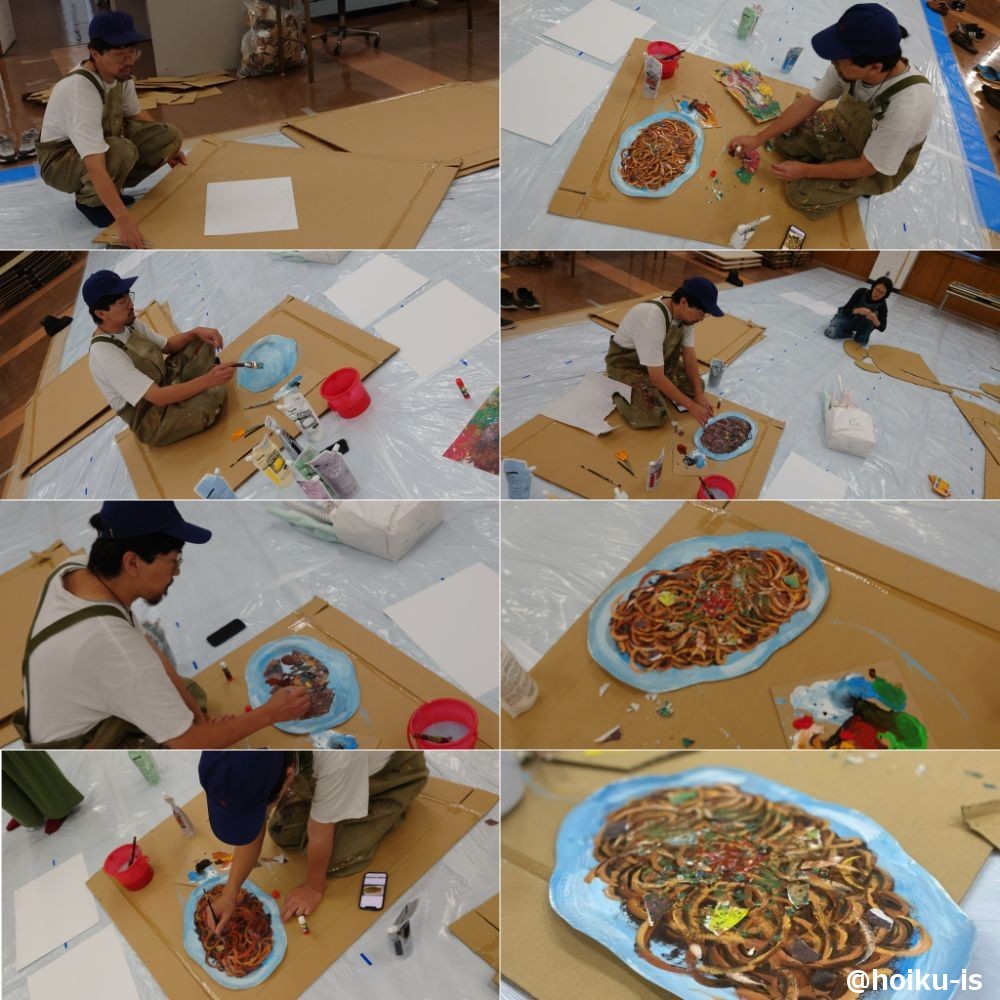 はらぺこめがね氏による焼きそばの絵作成の様子
