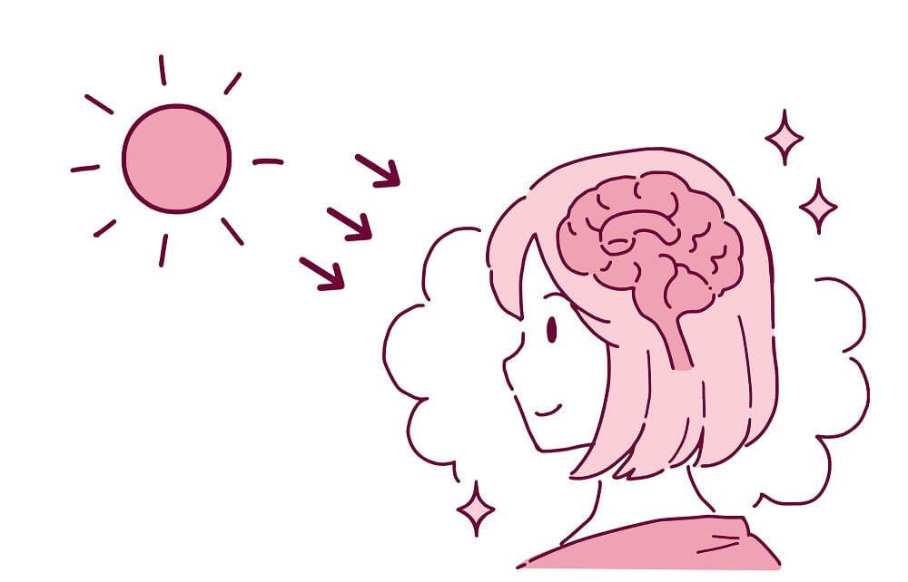太陽を浴びる女性のイラスト