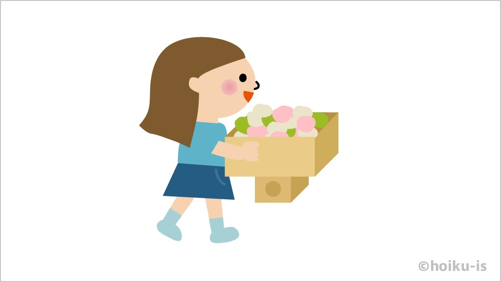 ひなあられを運ぶ女の子