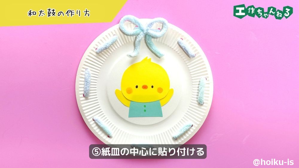 紙皿の中心に貼り付ける