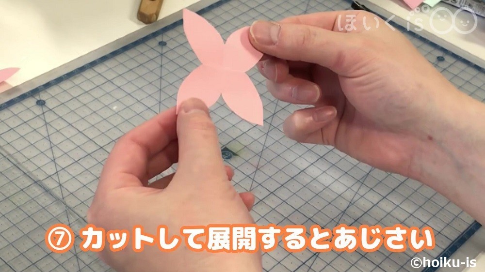 カットして展開するとあじさい