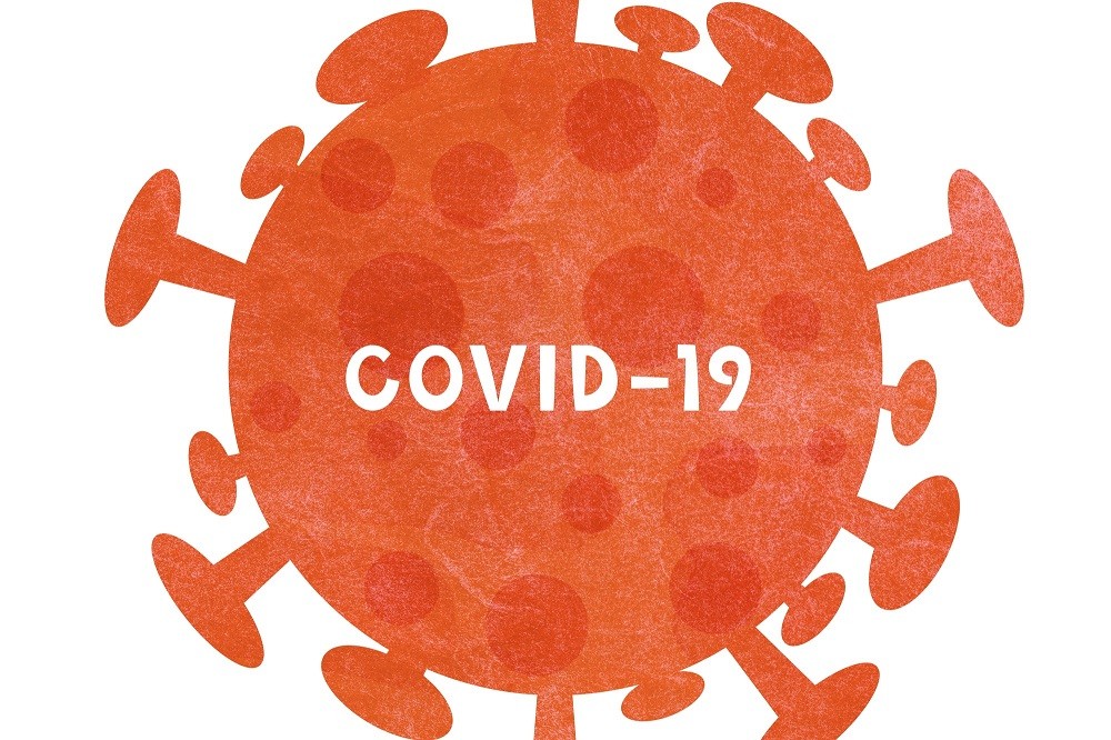「COVID-19」と書かれたウイルスのイメージイラスト