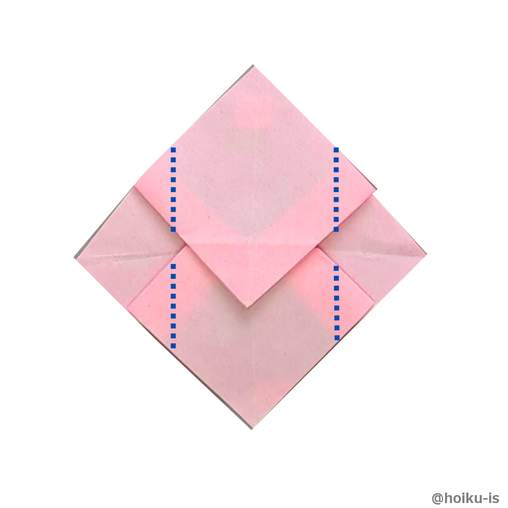 点線の部分を山折りする