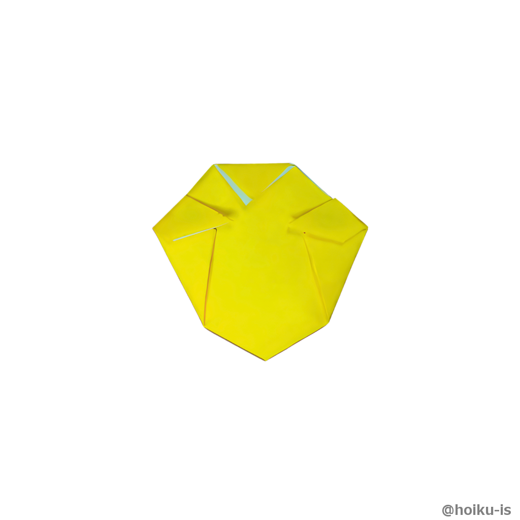 ④で折った線に合わせて上が平らになるように左右の角を折る