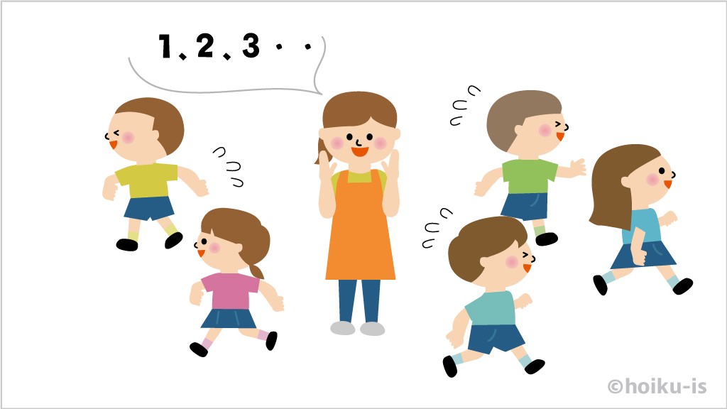 先生が数を数えているところ