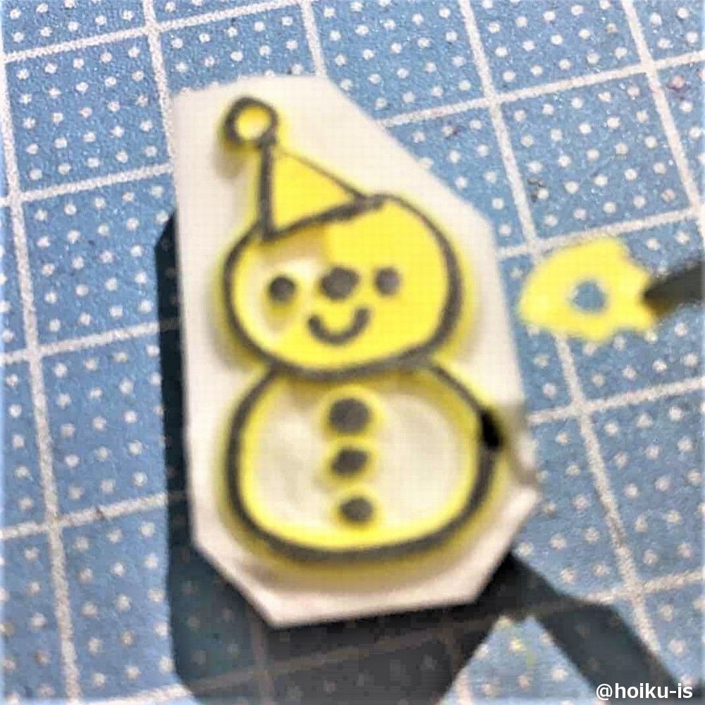 ゆきだるまの消しゴムはんこ