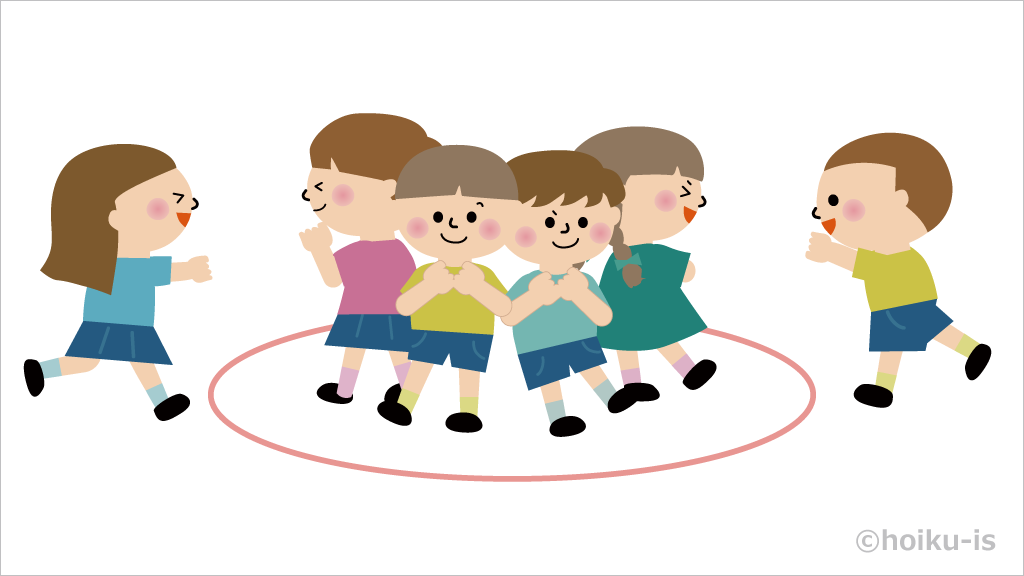 おしくらまんじゅう鬼ごっこをしているところ