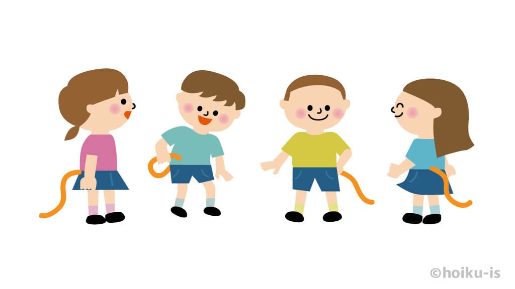 しっぽを付ける子どもたち