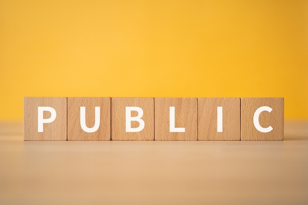 PUBLIC（公立）の積み木文字イメージ