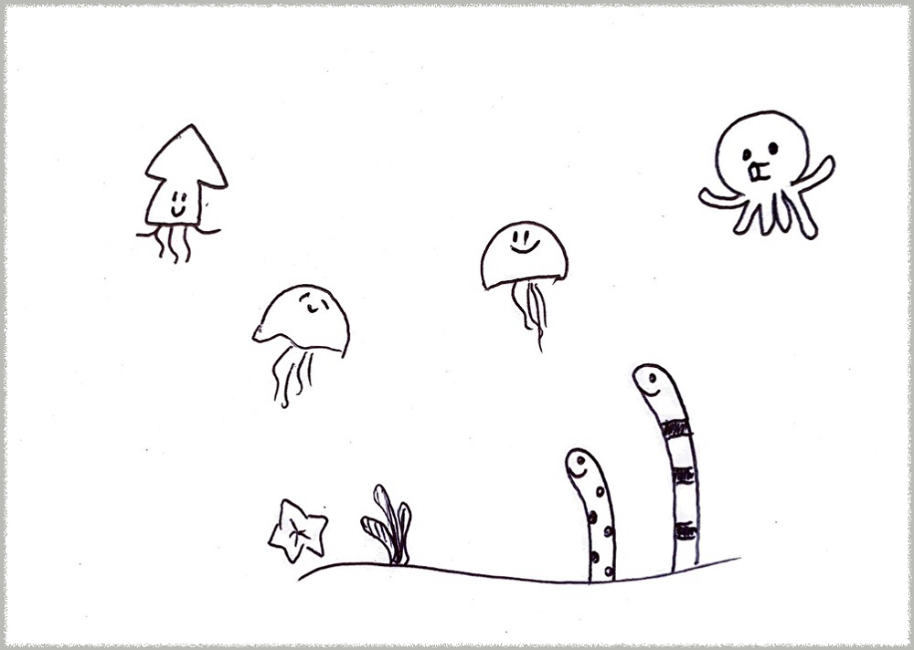 10秒でサッと描ける 海の生き物 の描き方 保育士のイラスト講座 保育士 幼稚園教諭のための情報メディア ほいくis ほいくいず