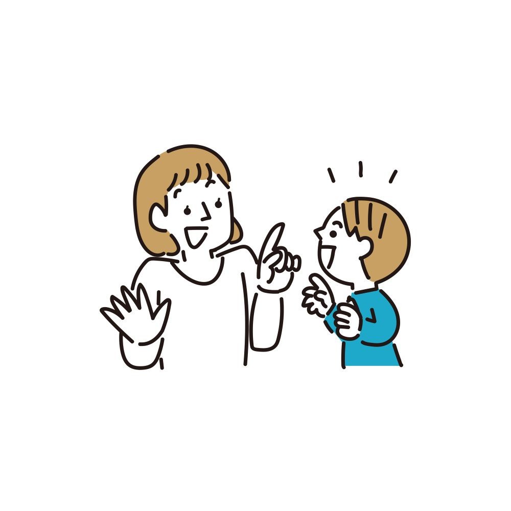 保育士と話し合う子ども
