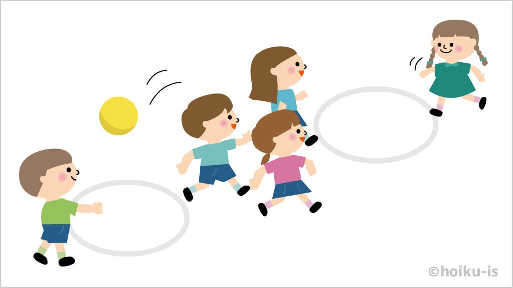 走っている子どもとボールを投げている子どものイラスト