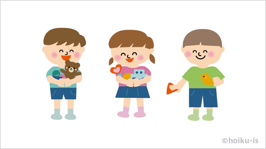 宝物を見つけた子どもたちのイラスト