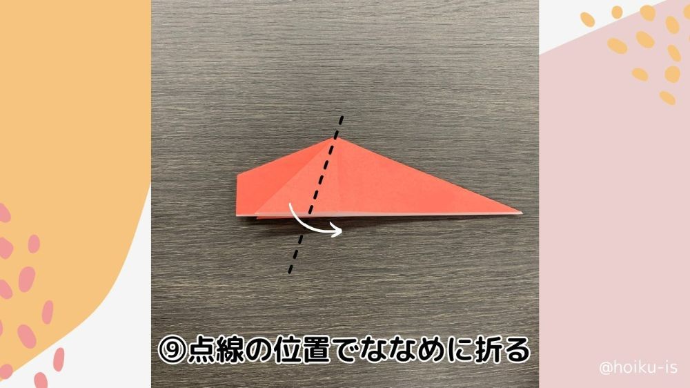 折り紙の折る位置を示している図
